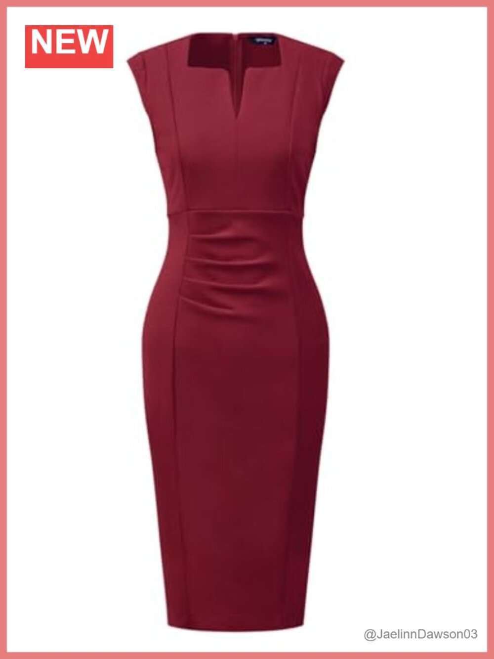 Sleeveless V-Neck Ruched Sheath Pencil Work Office Dress
